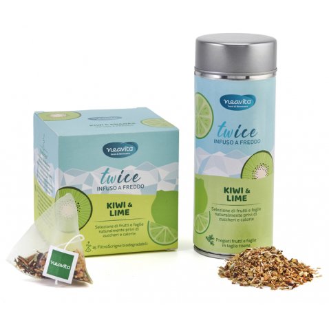 Twice infuso a freddo kiwi e lime in silver tin o filtri Neavita