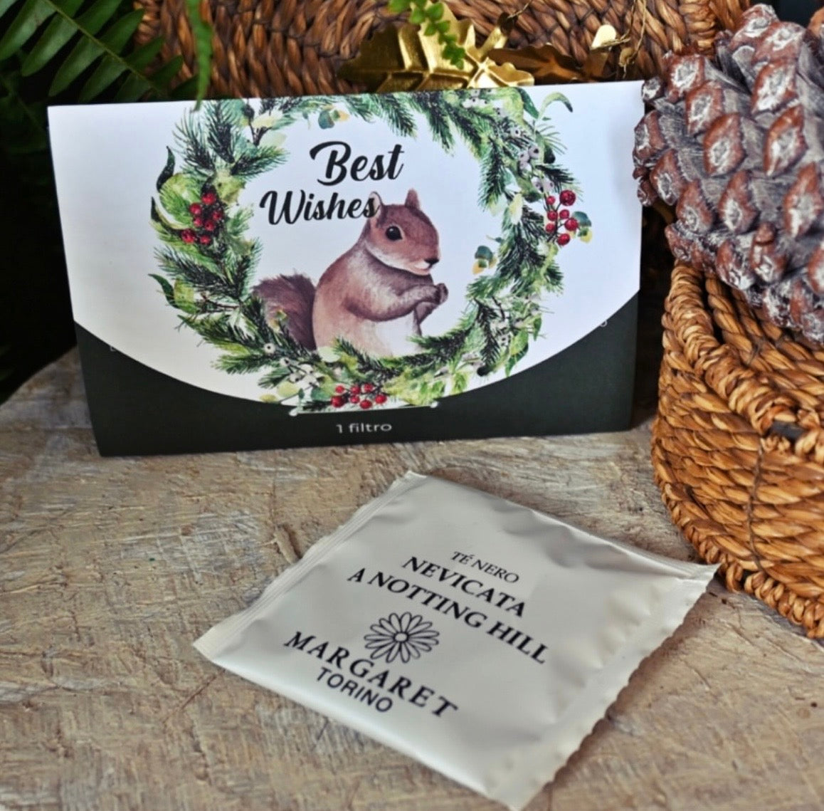 Biglietto buon Natale con 1 bustina di tisana