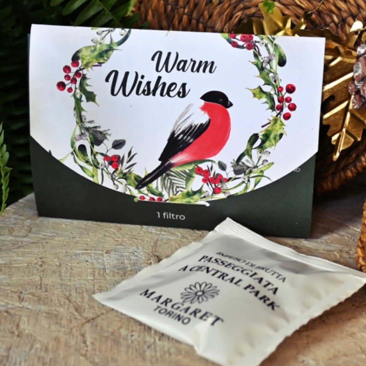 Biglietto buon Natale con 1 bustina di tisana