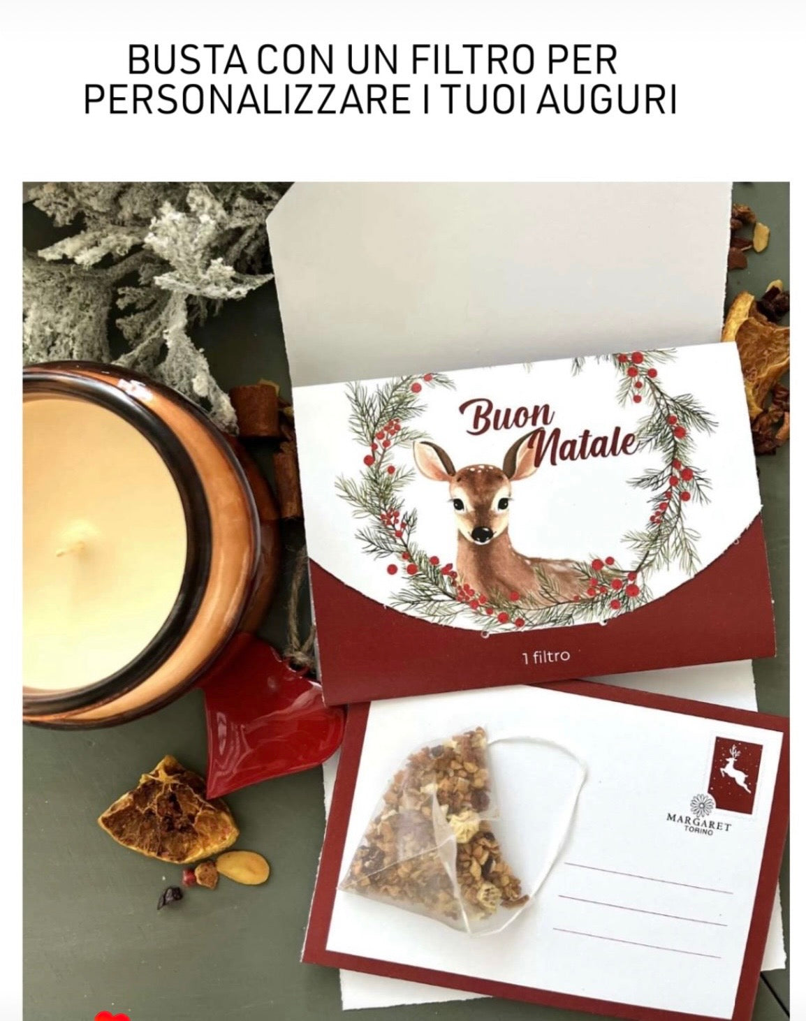Biglietto buon Natale con 1 bustina di tisana