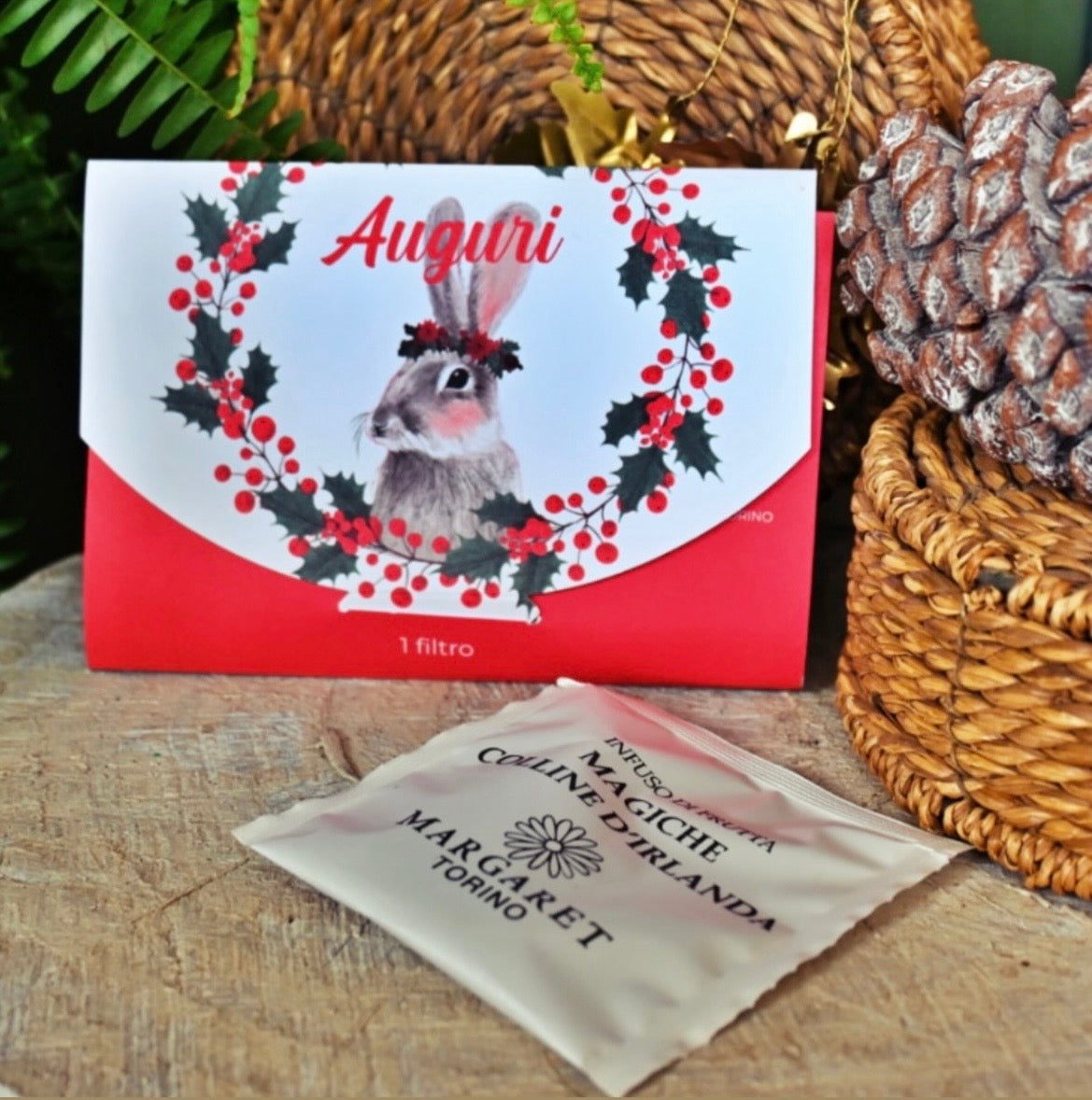 Biglietto buon Natale con 1 bustina di tisana