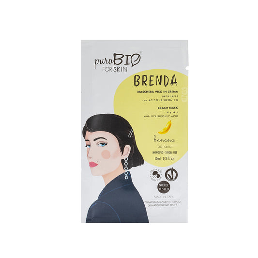 Maschera Viso in Crema Brenda pelli secche 10 ml (mandorla-banana-uva verde) Puro Bio