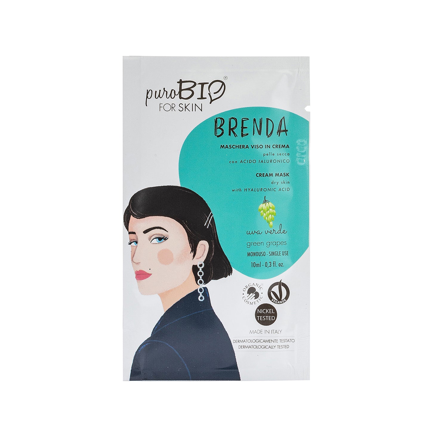 Maschera Viso in Crema Brenda pelli secche 10 ml (mandorla-banana-uva verde) Puro Bio