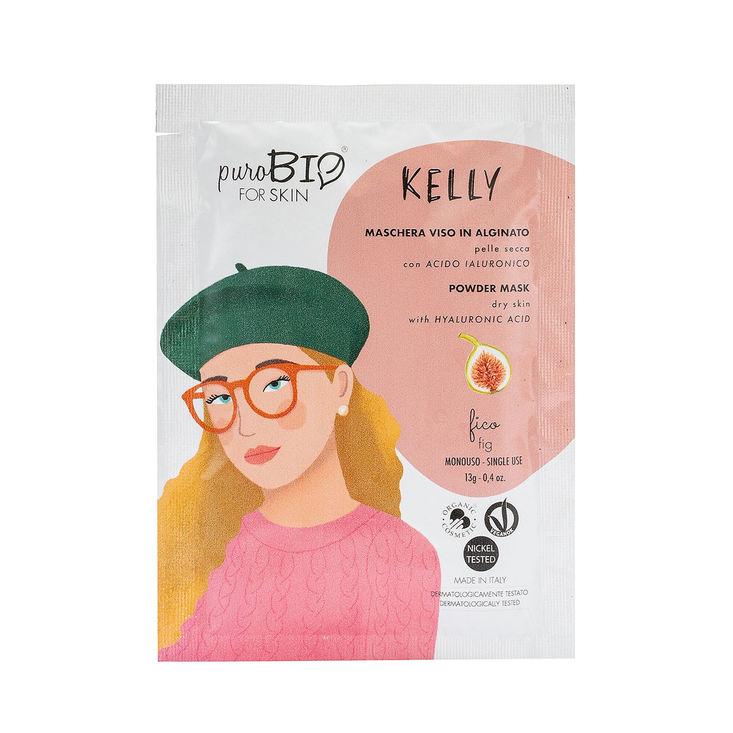 Maschera Viso in Alginato Kelly pelli secche (frutti rossi-latte di spirulina-fico) Puro Bio