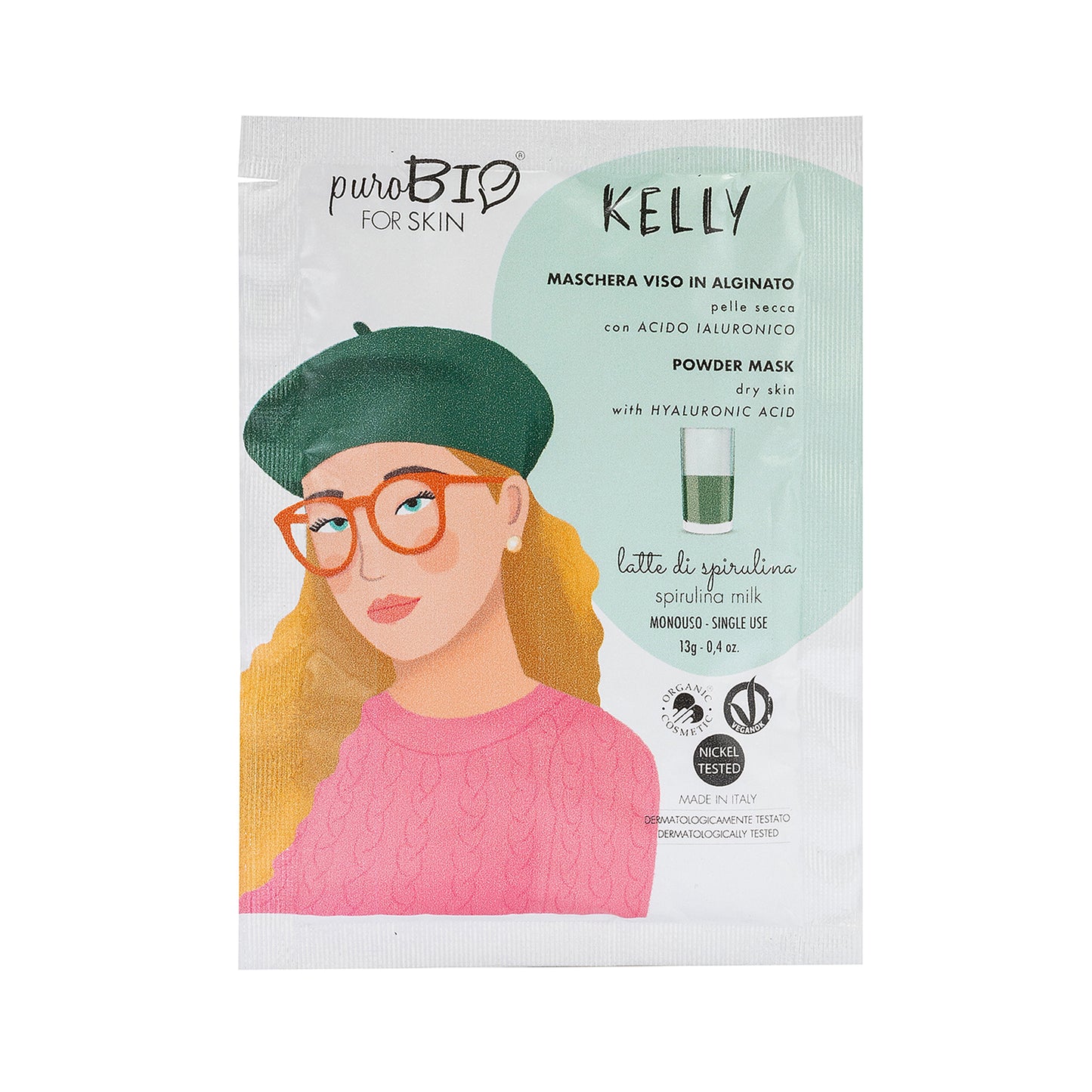 Maschera Viso in Alginato Kelly pelli secche (frutti rossi-latte di spirulina-fico) Puro Bio