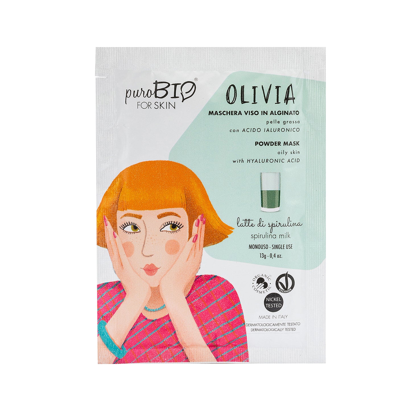 Maschera Viso in Alginato Olivia pelli grasse ( latte di spirulina-fico) Puro Bio