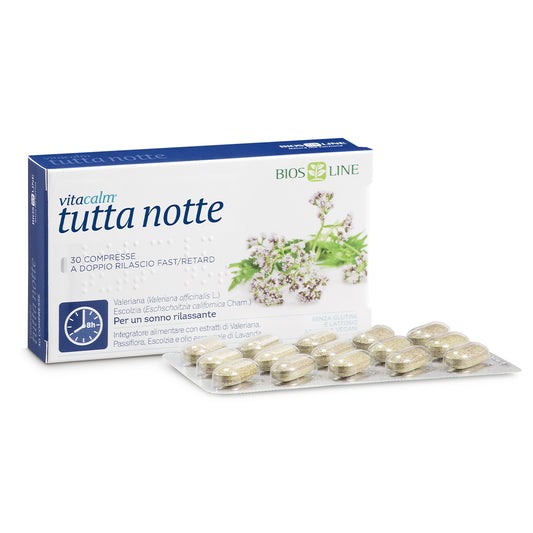 Vitacalm tutta notte 30 compresse a doppio rilascio fast/retard Biosline