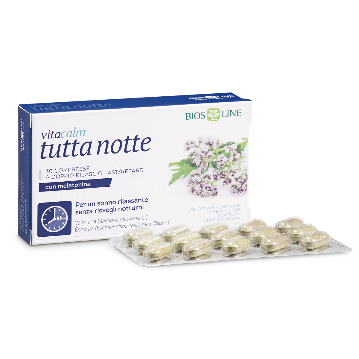 Vitacalm Tutta Notte (con melatonina) 30 compresse Biosline